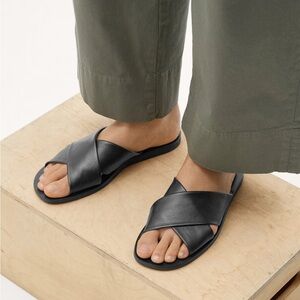 Everlane Black Leather Crossover Sandal